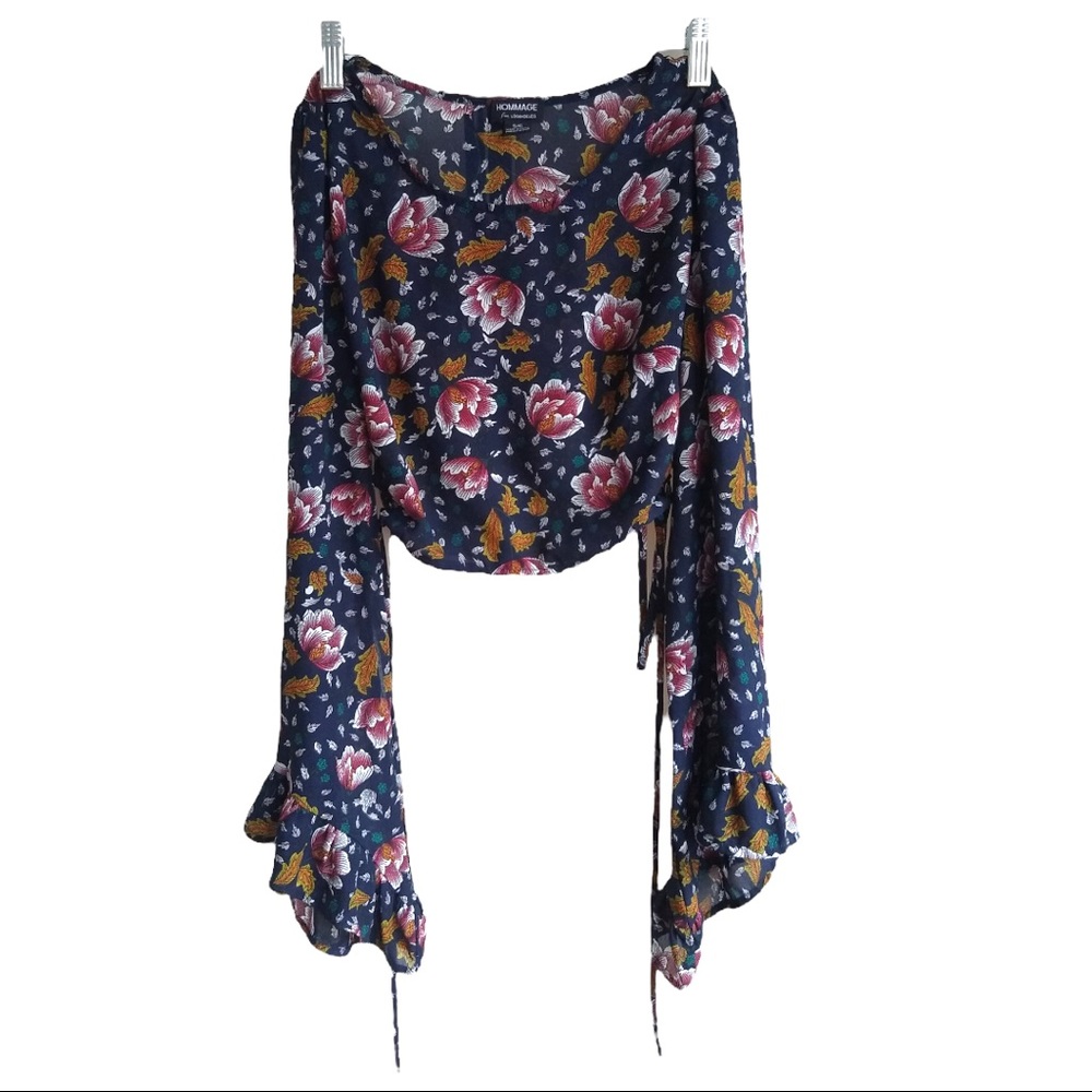 Small Hommage floral crop top long sleeve (NEW) Polyester